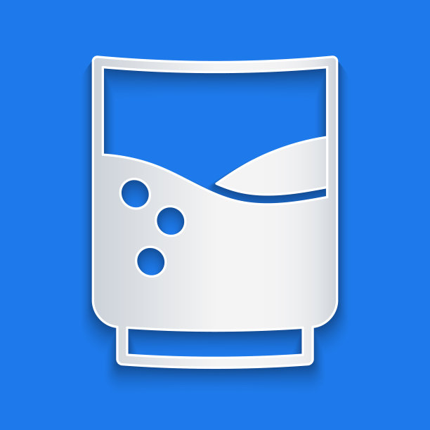 剪纸玻璃与水的图标隔离在蓝色图片下载