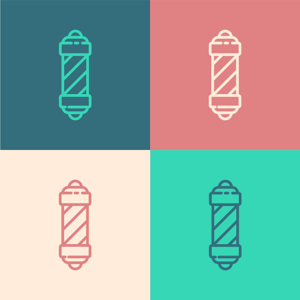 波普艺术线经典理发店电线杆图标图片下载