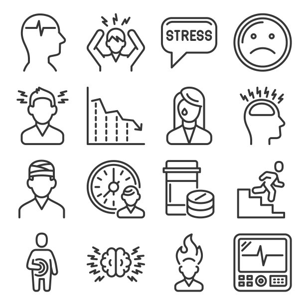 压力和抑郁图标设置为白色图片下载