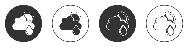 乌云与雨和太阳图标隔绝图片下载
