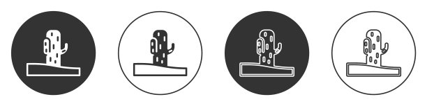 黑色仙人掌图标孤立在白色背景图片下载