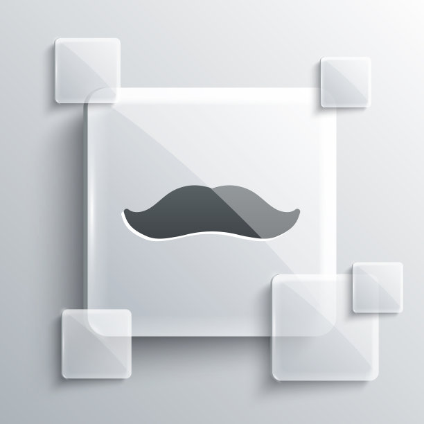 灰色胡子图标孤立在灰色背景图片下载