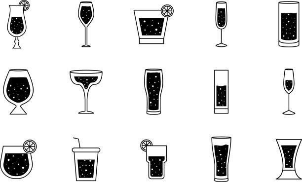 鸡尾酒杯剪影合集图片下载