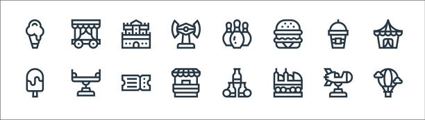 游乐园线图标线性设置质量线图片下载