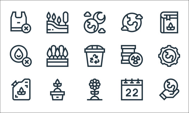 地球母亲日线图标线性集质量图片下载