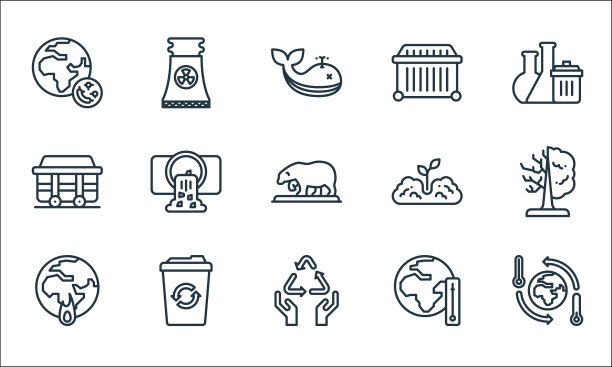 气候变化线图标线性设置质量线图片下载