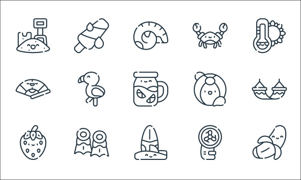 夏季线图标线性集质量线集图片下载