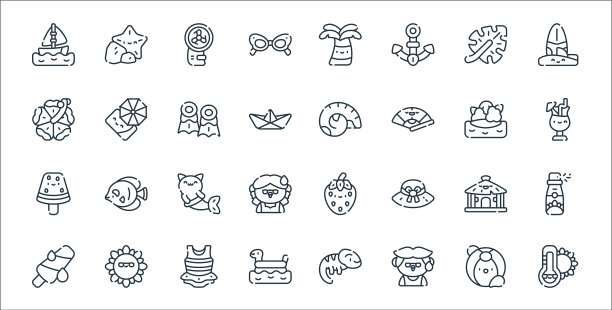 夏季线图标线性集质量线集图片下载