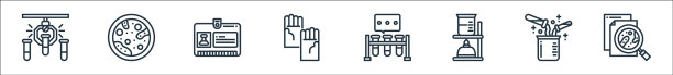 实验室与科学线性图标集图片下载