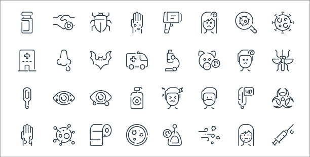 病毒传播线图标线性集质量图片下载