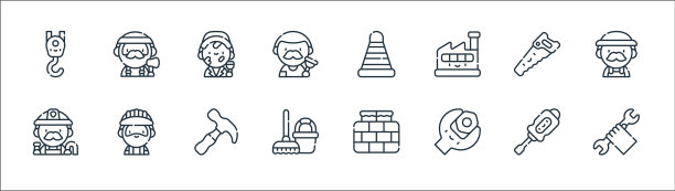 劳动节线图标线性集质量线集图片下载