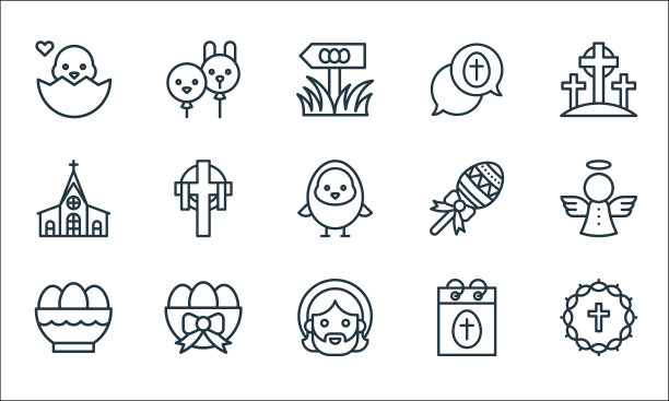 复活节线图标线性集质量线集图片下载