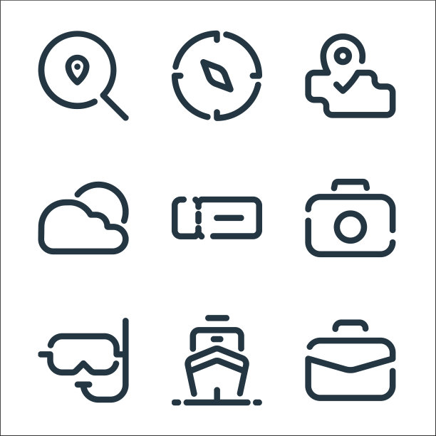 旅行线图标线性集质量线集图片下载