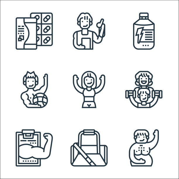 健康线图标线性集质量线集图片下载