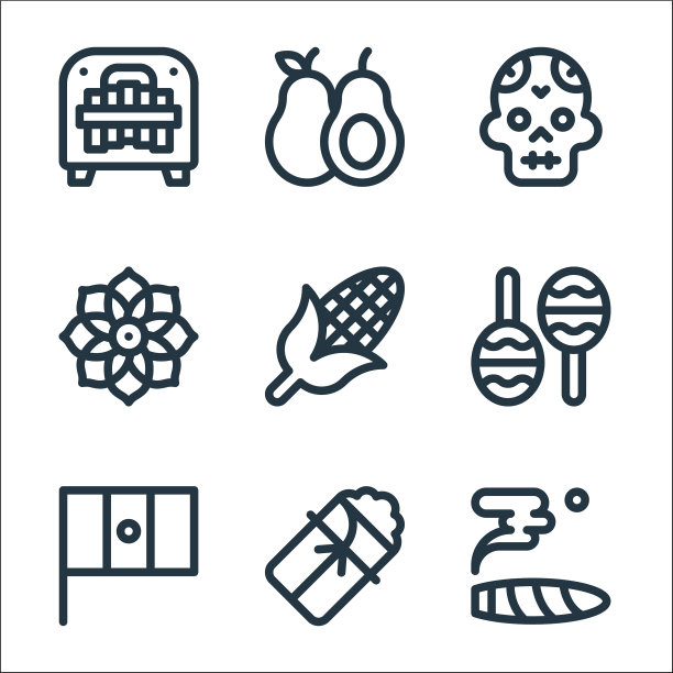 墨西哥线图标线性集质量线集图片下载