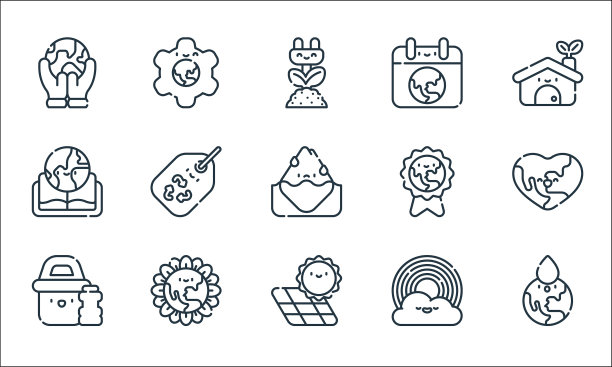 地球母亲日线图标线性集质量图片下载