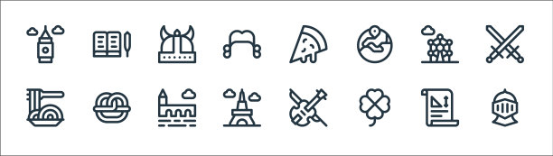 欧洲线图标线性集质量线集图片下载