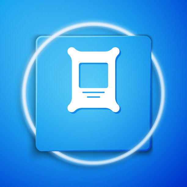 白色肥料袋图标孤立在蓝色上图片下载