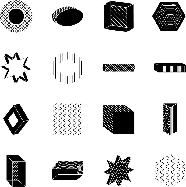 六边形和几何形状图标设置剪影图片下载