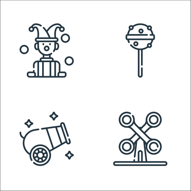 马戏团线图标线性集质量线集图片下载