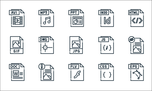 文件类型线图标线性集质量线集图片下载