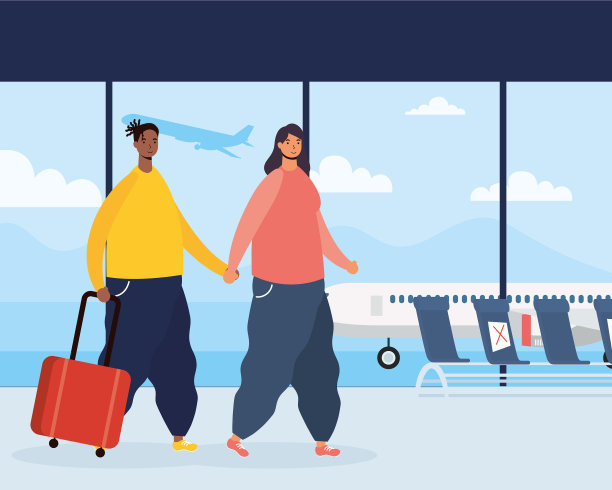 带着行李箱的跨种族旅行者图片下载