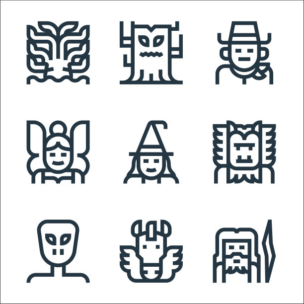 神奇的人物线条图标线性集合图片下载