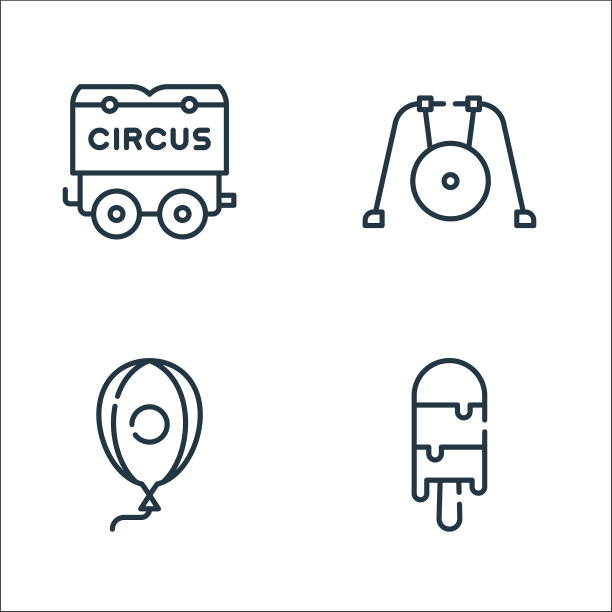 马戏团线图标线性集质量线集图片下载