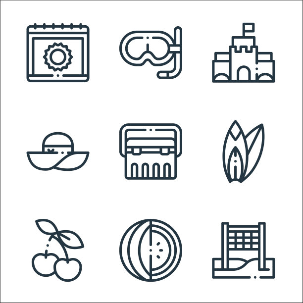 夏季线图标线性集质量线集图片下载