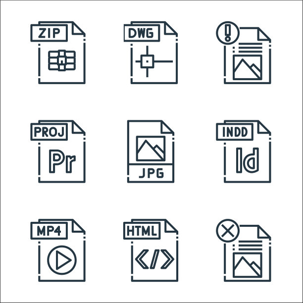文件类型线图标线性集质量线集图片下载