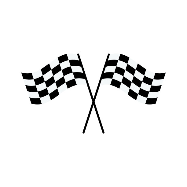 两面黑白格子旗交叉成x线图片下载