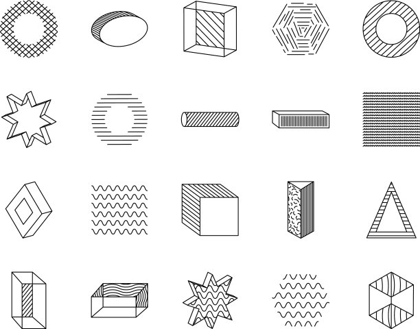 三角形和几何形状图标设置线图片下载