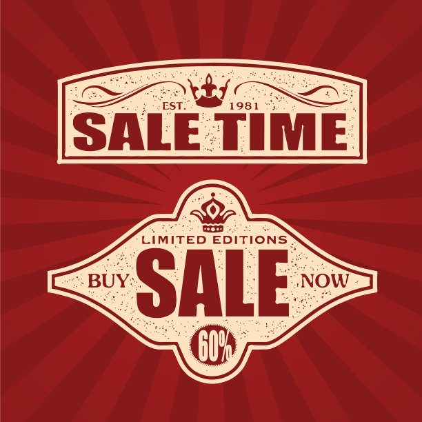 销售标签和标签红色设计复古图片下载