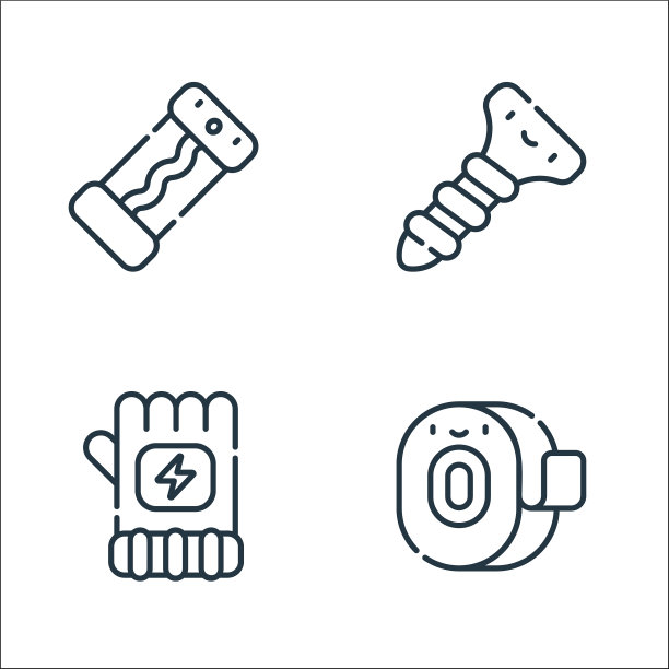 电工工具和线条图标线性集合图片下载