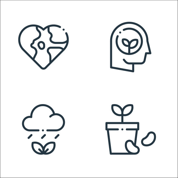 生态线图标线性集质量线集图片下载