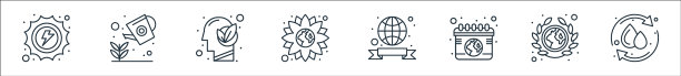世界地球日线性图标合集图片下载