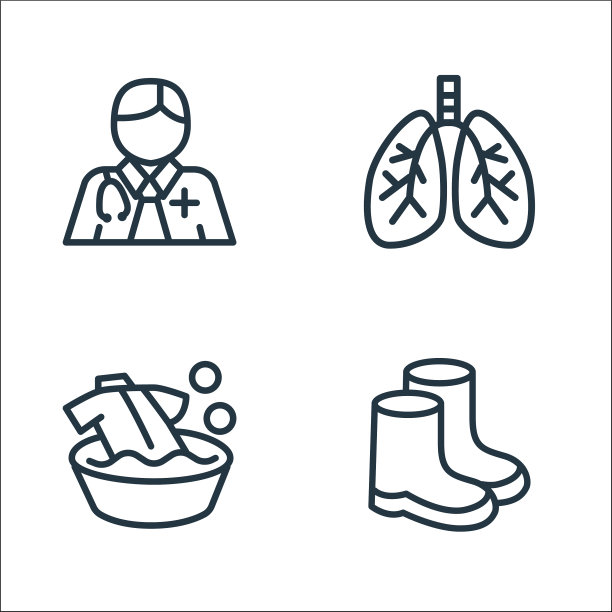 健康和保护线图标线性集图片下载