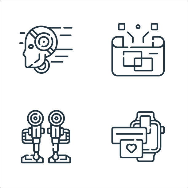 机器人生产线图标线性集质量线集图片下载