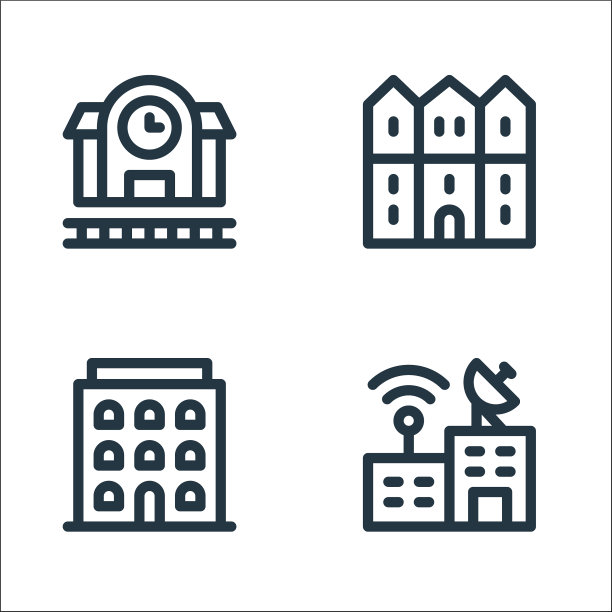 城市建筑线图标线性设置质量线图片下载