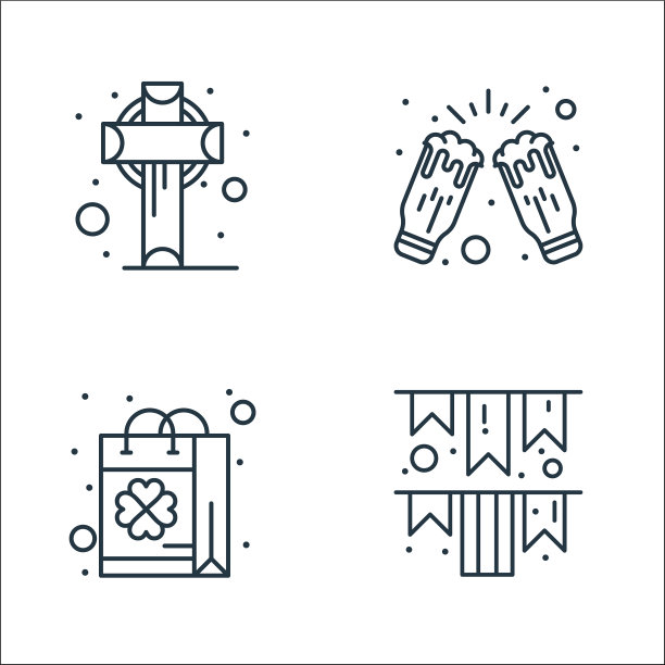 圣帕特里克线图标线性设置质量线图片下载