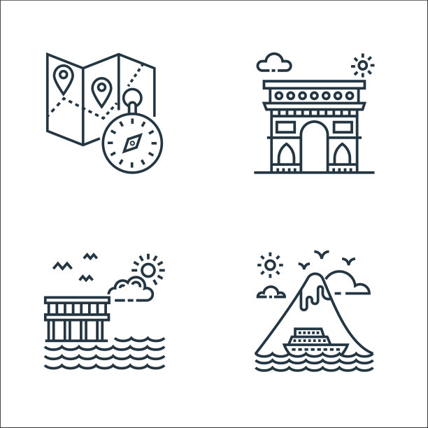 旅游线图标线性集质量线集图片下载