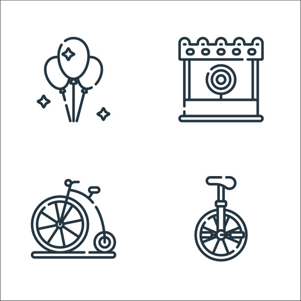 马戏团线图标线性集质量线集图片下载