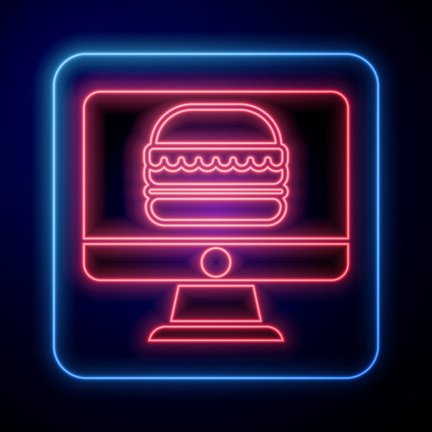 霓虹灯在线点餐和快餐图片下载