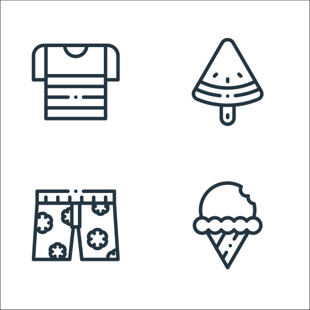 夏季线图标线性集质量线集图片下载