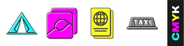 设置旅游帐篷照片护照和出租车图片下载