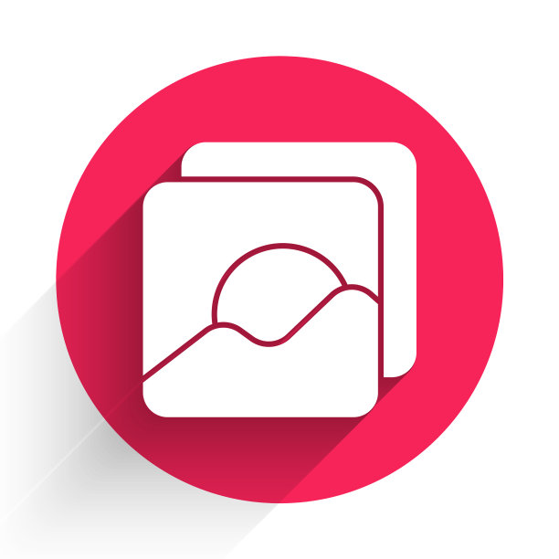 白色照片图标孤立与长阴影红色图片下载