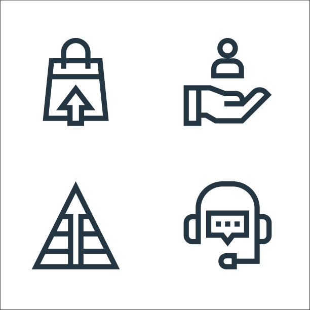 营销和增长线图标线性集图片下载