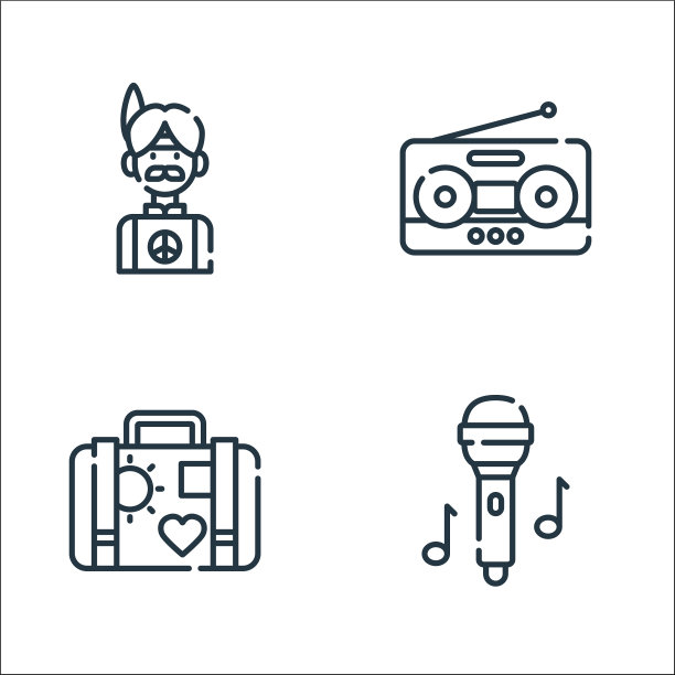 嬉皮士线图标线性集质量线集图片下载