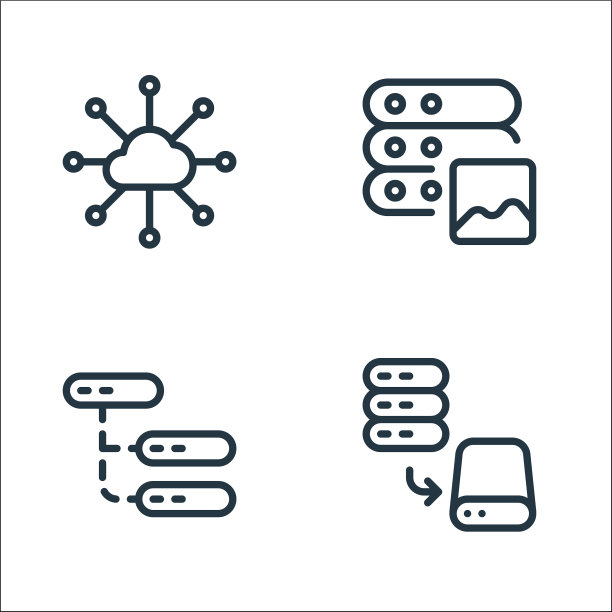办公服务器线性图标集图片下载