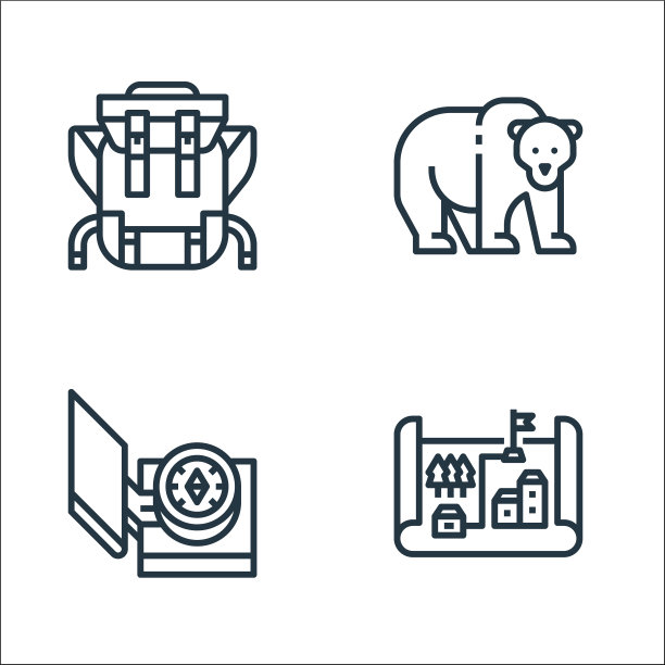 露营线图标线性集质量线集图片下载